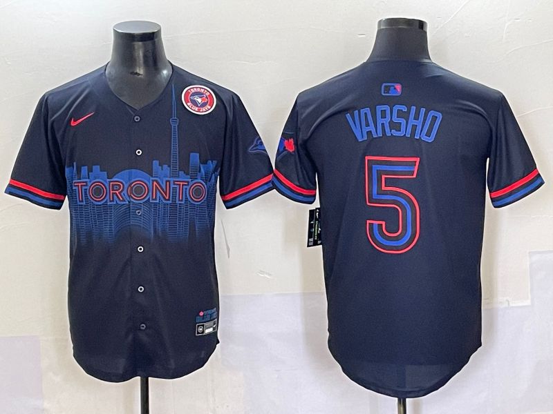 Men 2025 Toronto Blue Jays 5 Varsho Black Joint Name Nike MLB Jersey style 6